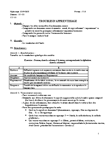 Giáo án Tiếng Pháp 11 Song Ngữ - Tuần 3, Tiết 21+22, Bài: Troubles dapprentissage - Năm học 2021-2022